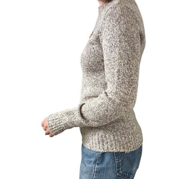Vintage LL Bean Womens 1970s Tan Brown Wool Fisherman Crewneck Sweater Sz M - Picture 7 of 9